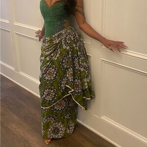 Nigerian Custom Strapless Beaded Ankara  Dress